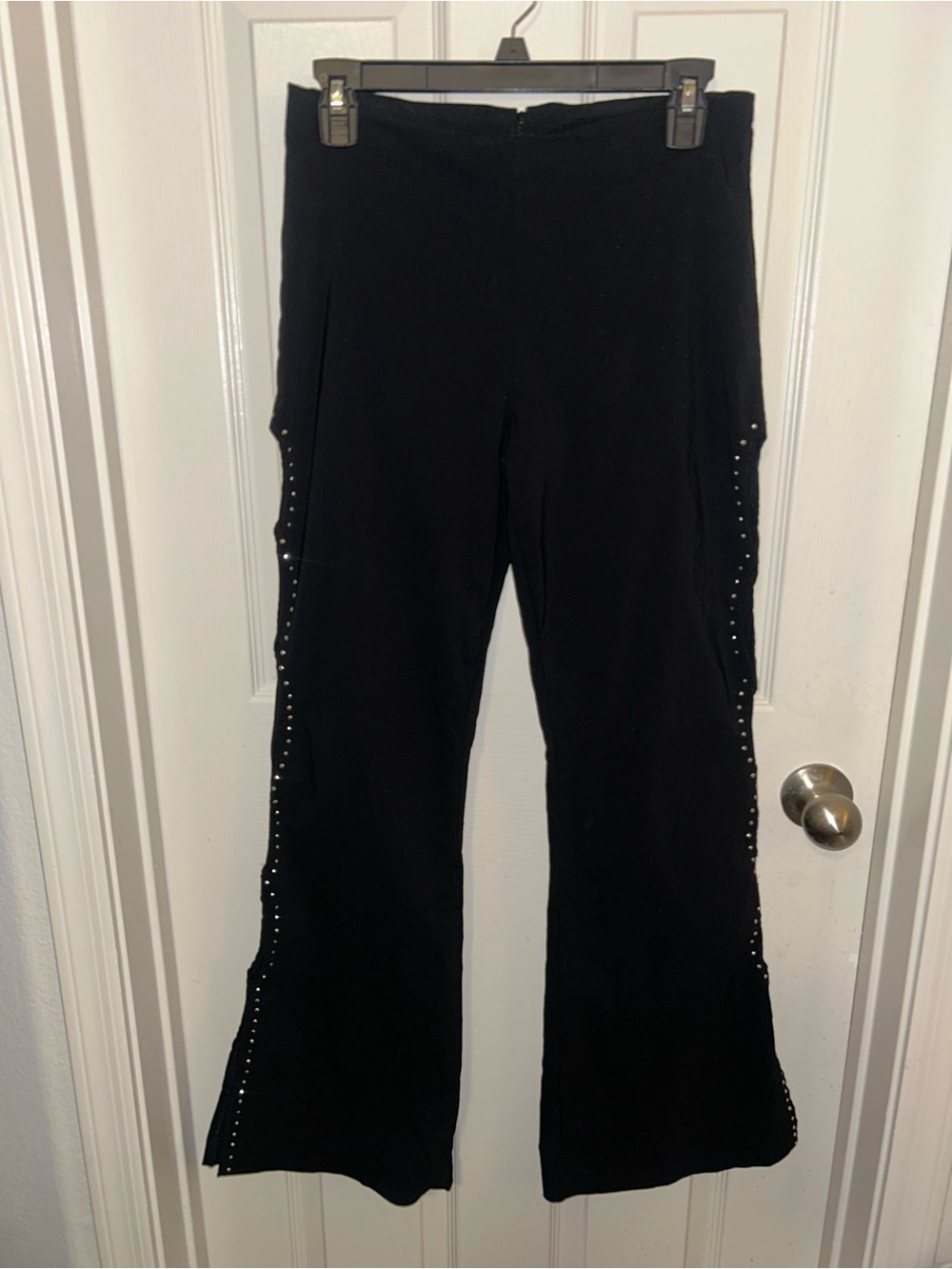 Sans Souci Black Flared Pants with Side Stud Detail